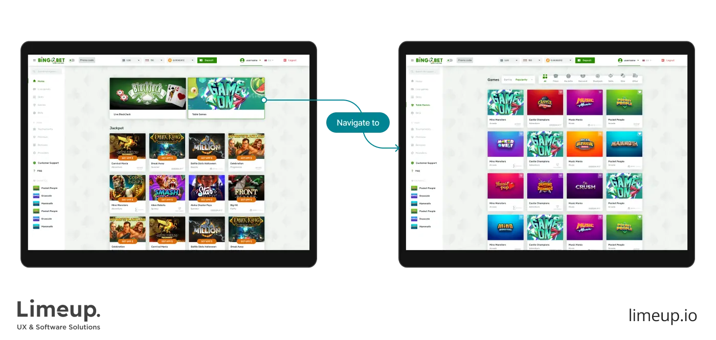 Example of clickable prototype