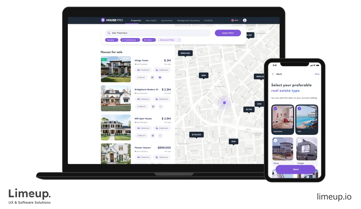 HousePro user interface design