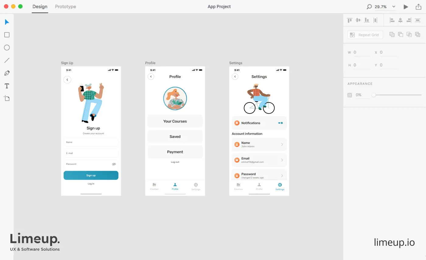 Example of Adobe XD interface