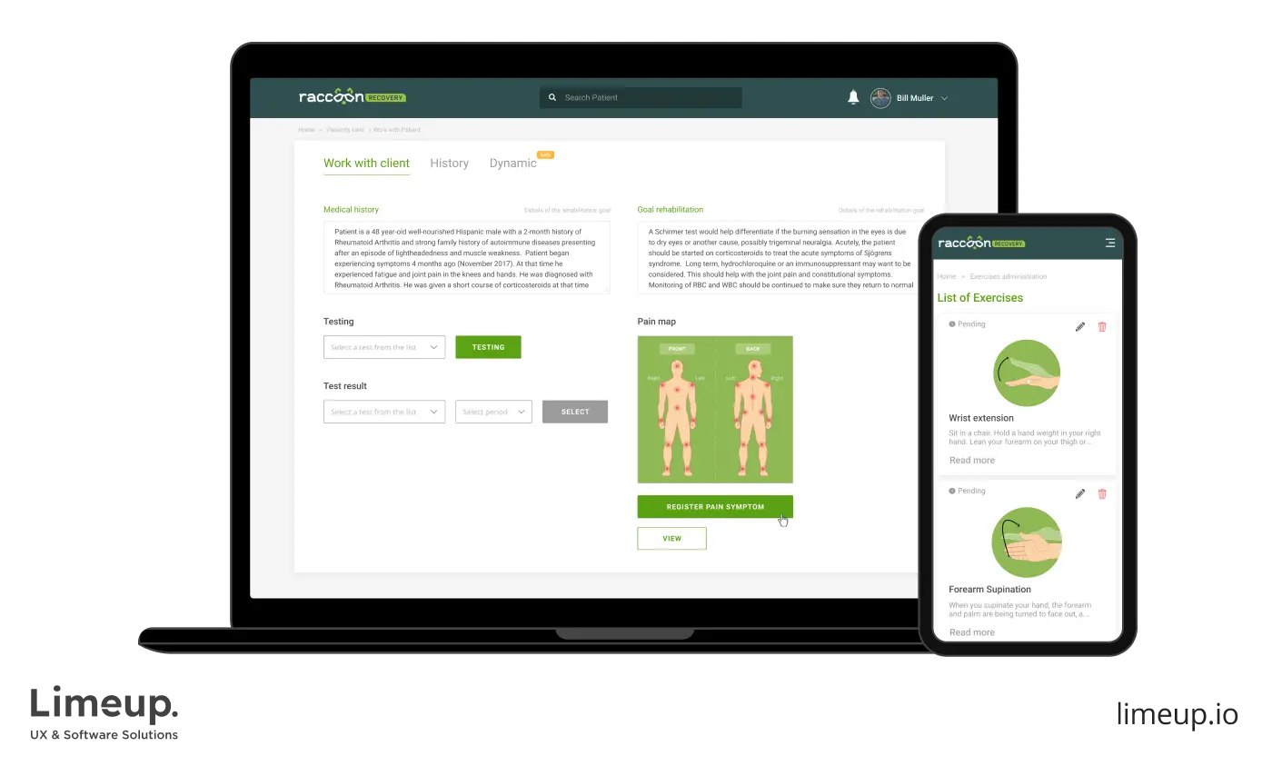Healthcare mobile and dashboard app by Limeup