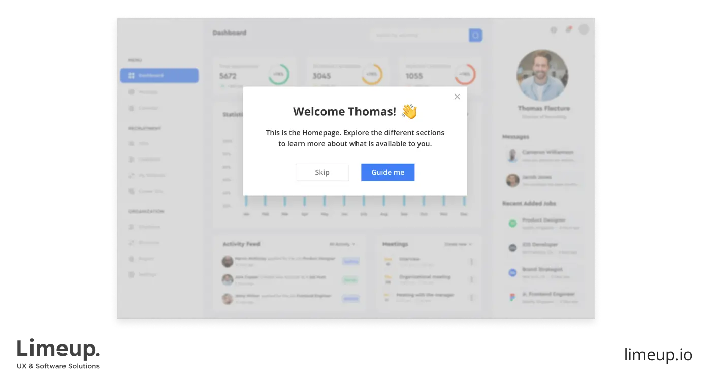 Example of interactive guidance message