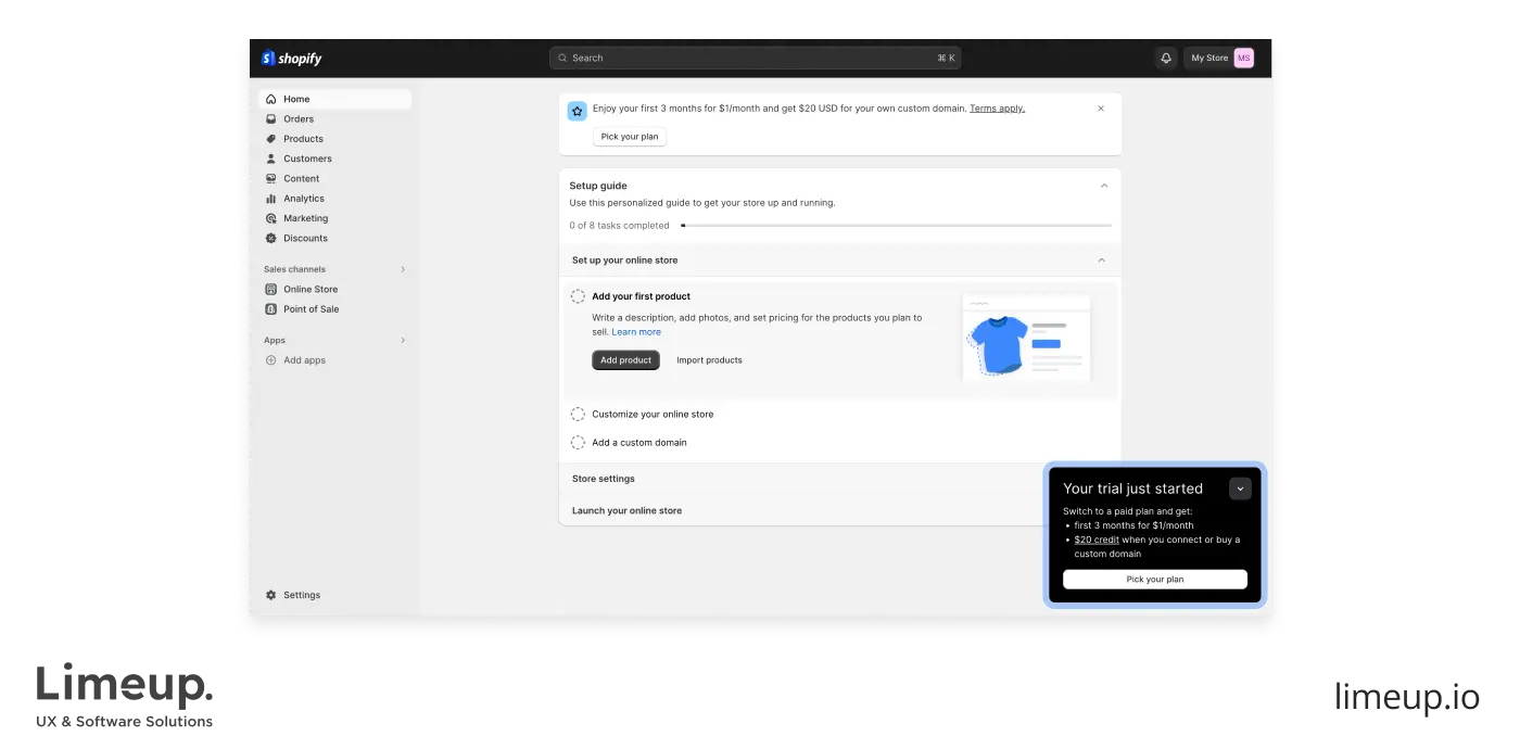 Example of platform hotspots in Shopify