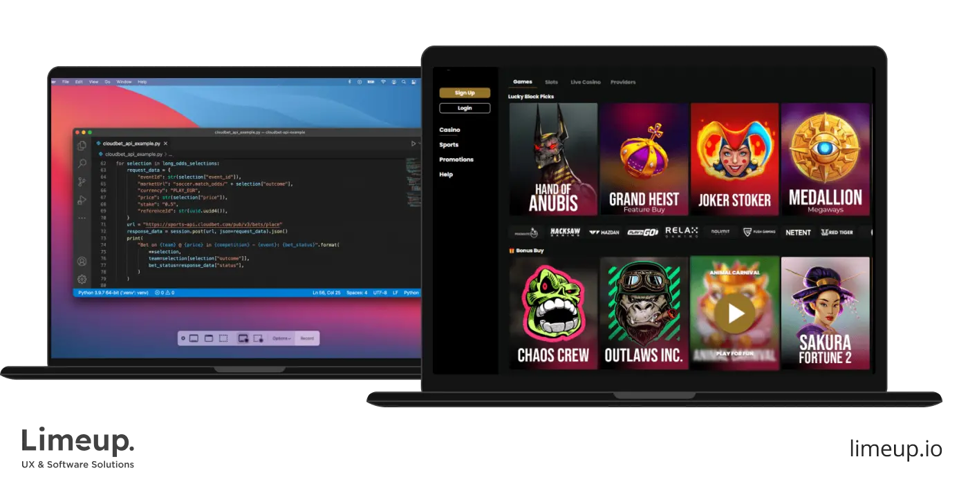 Online gambling website example