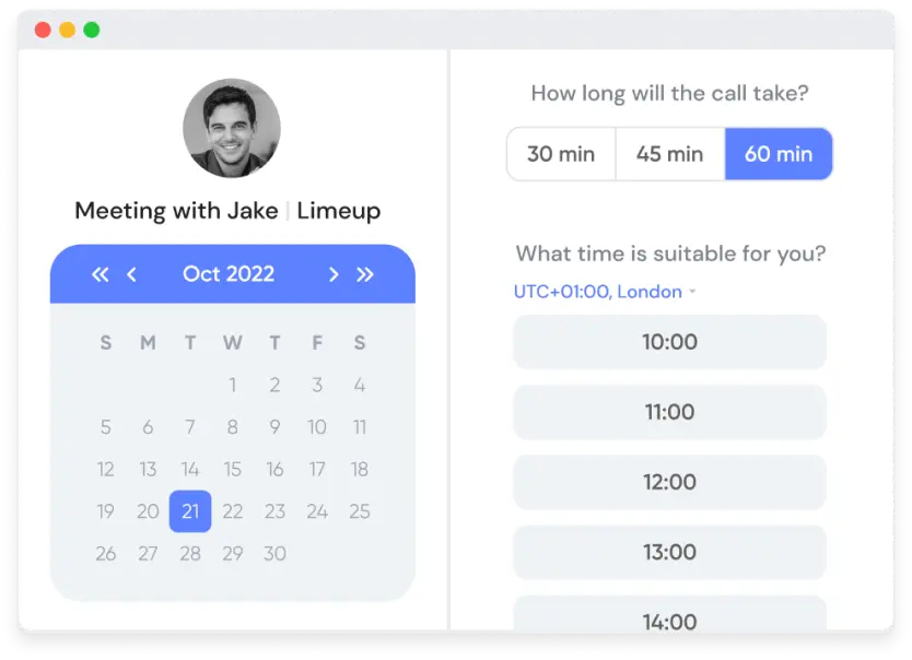 Pick date and time for call