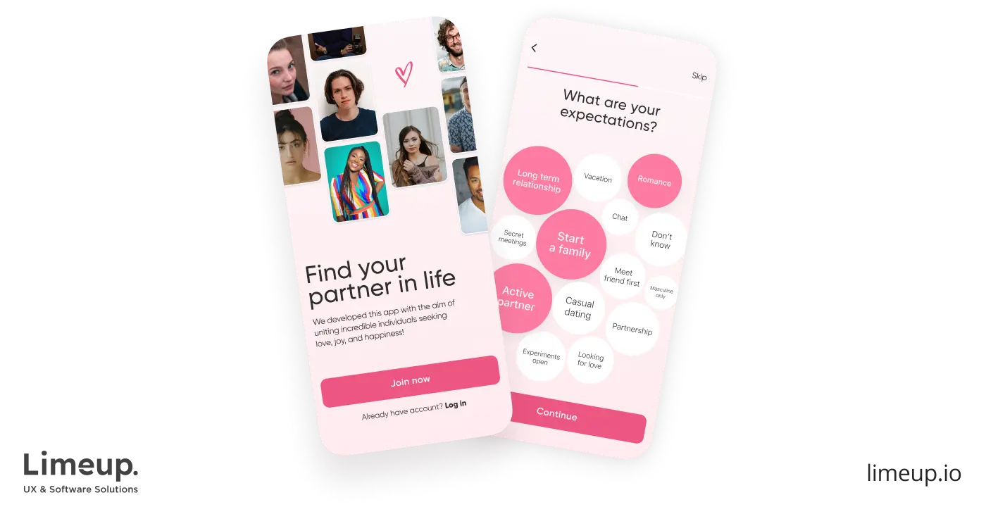 Example of dating app