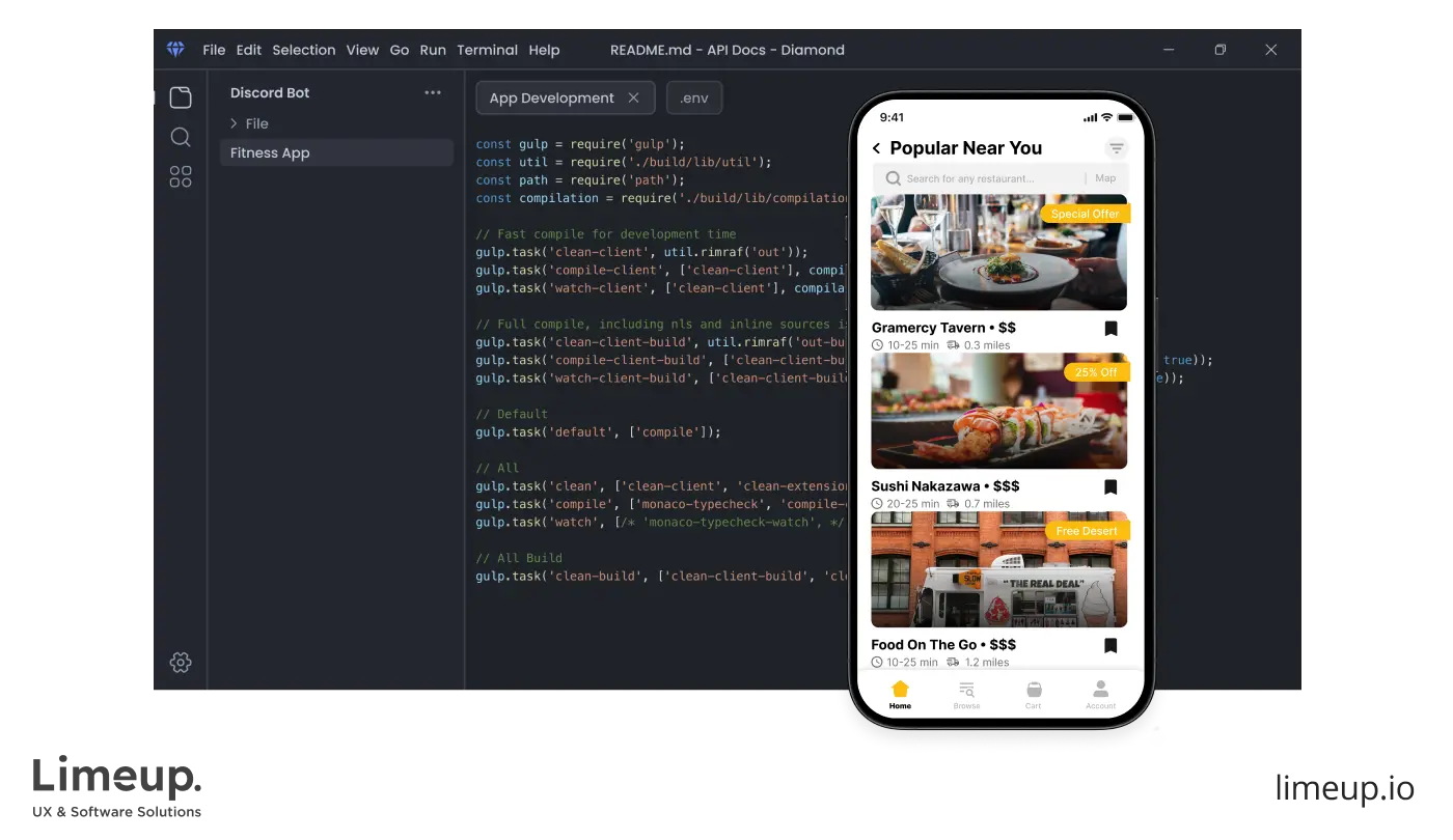 Example of food delivery app development