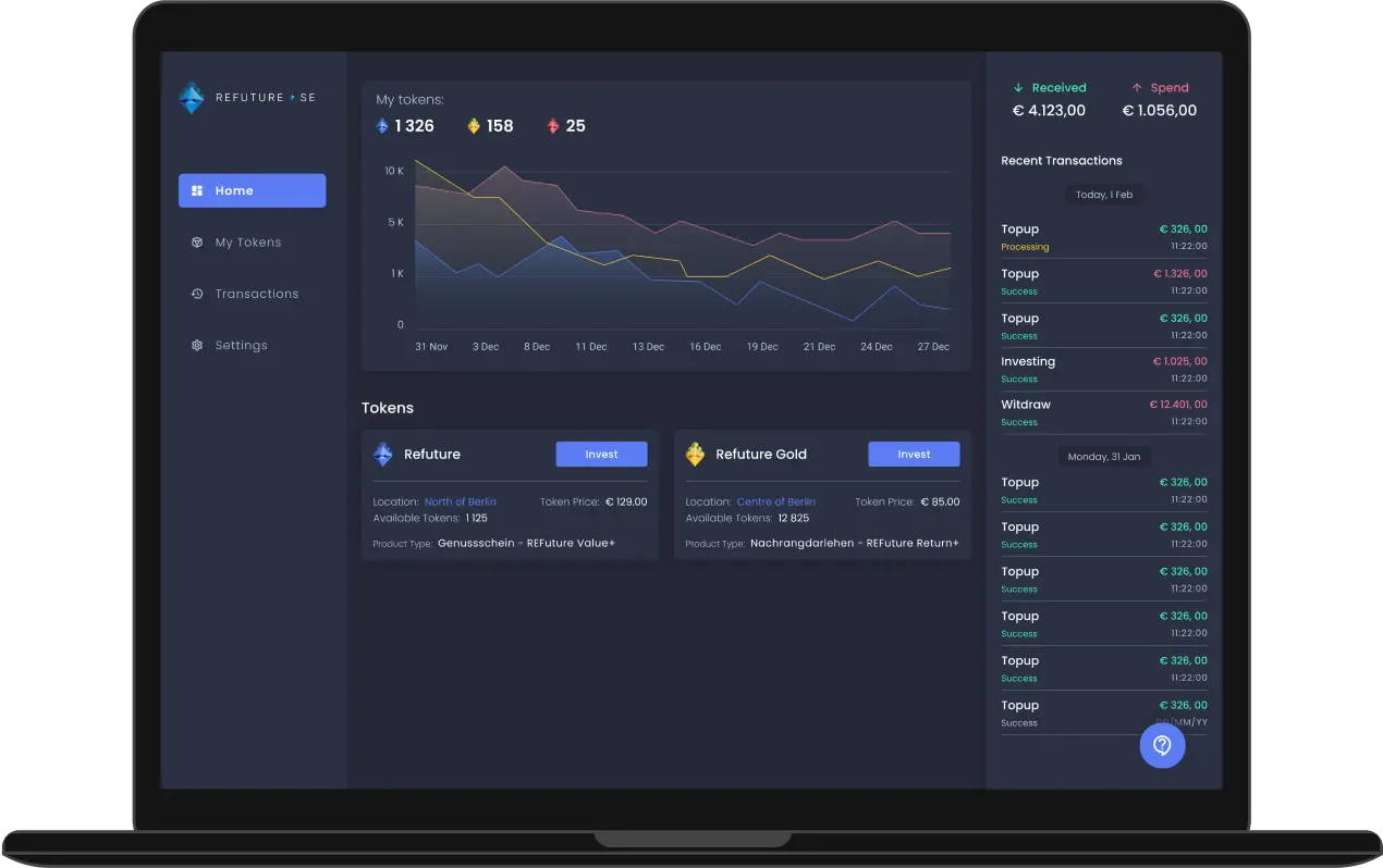 Refuture Tokenized asset dashboard