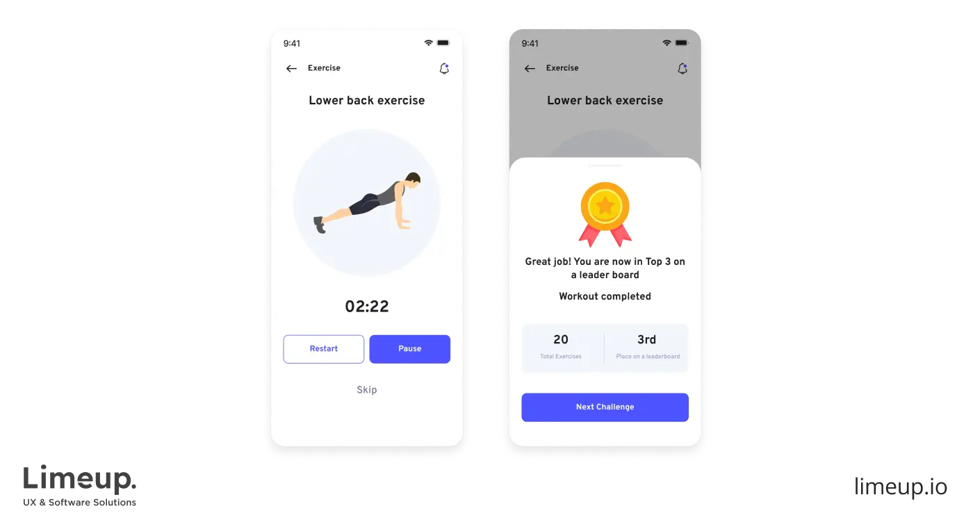 Example of physical activity app