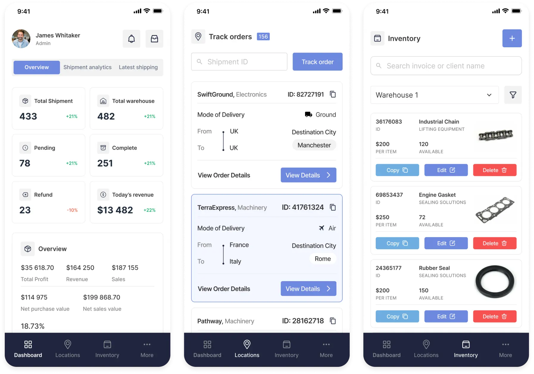 Mobile adaptation screen examples