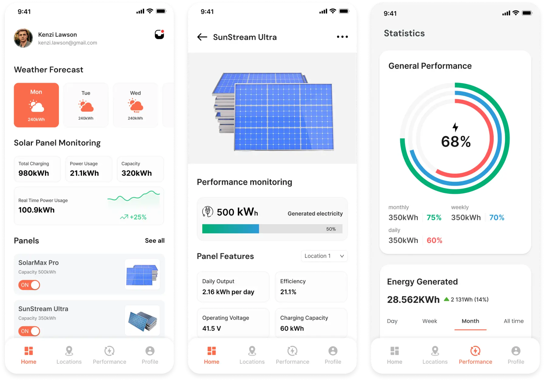 Mobile app screen example