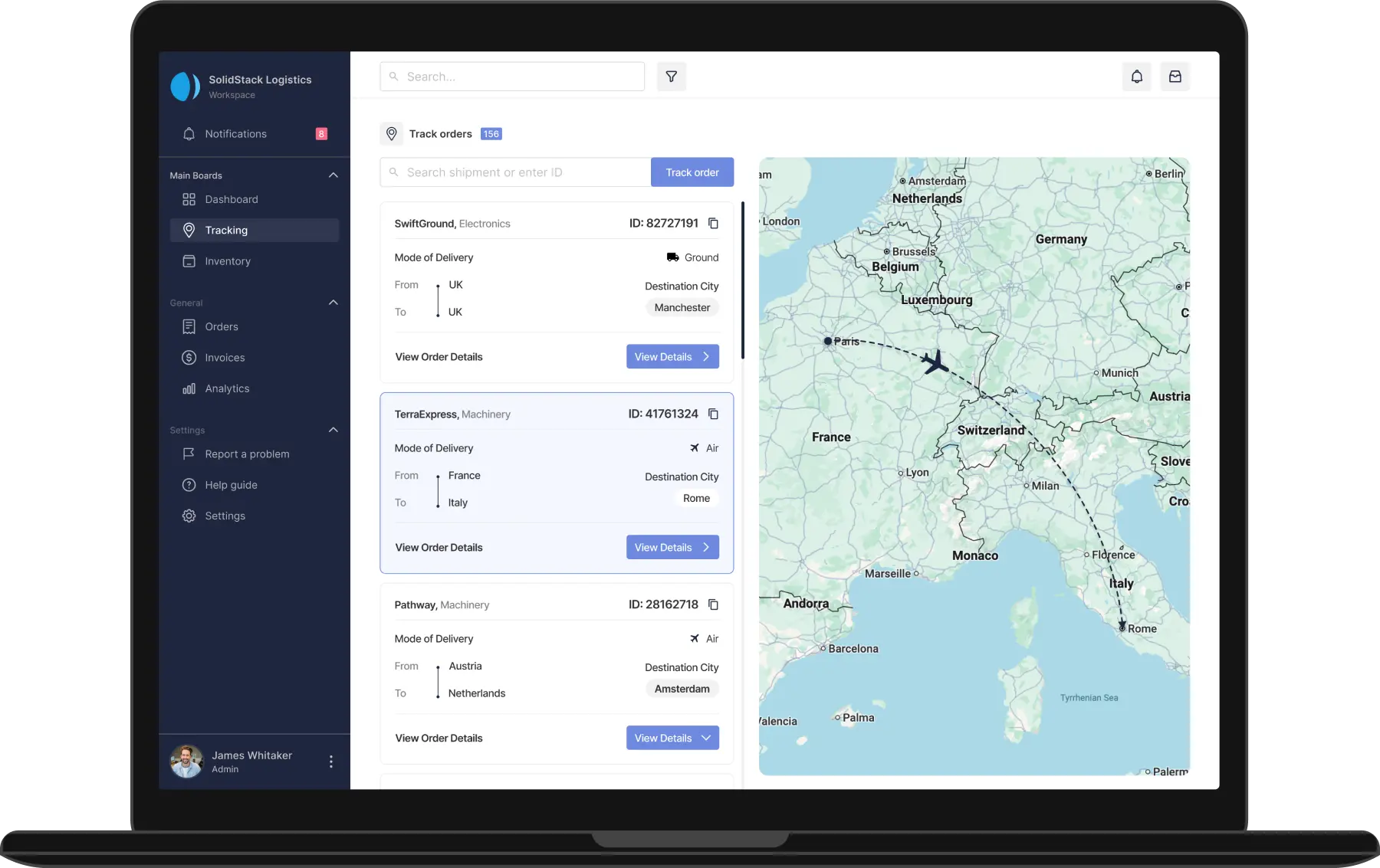 Orders Tracking Page