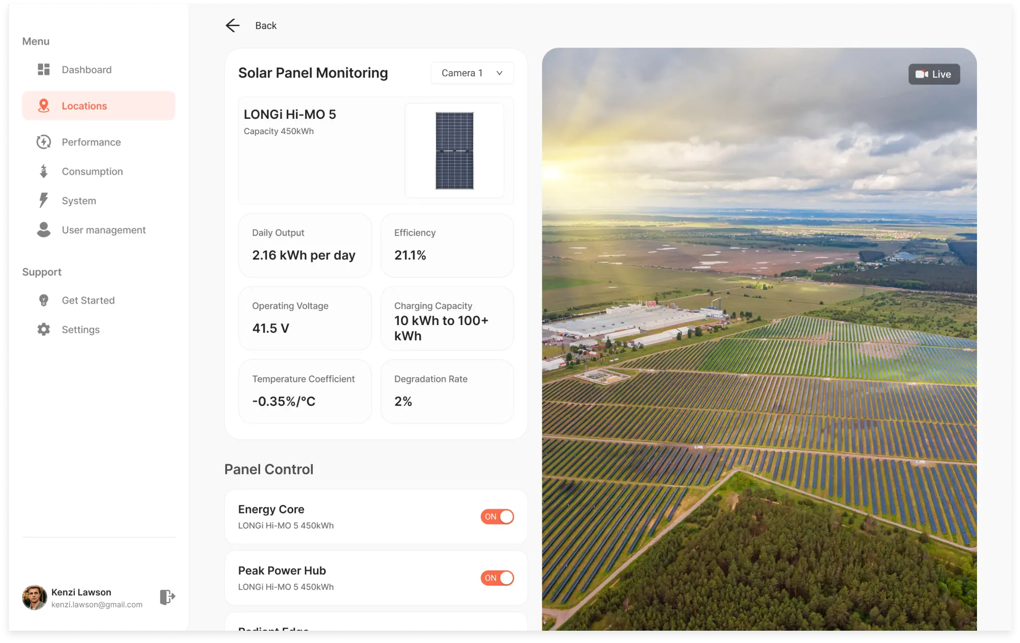 Solar inspection screen example
